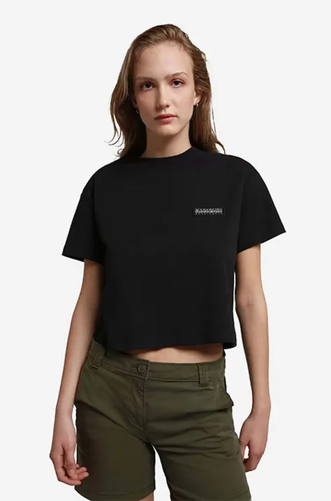 Βαμβακερό μπλουζάκι Napapijri χρώμα μαύρο NA4G97.041-041