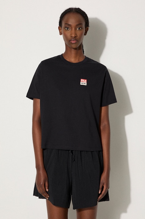 Бавовняна футболка Wood Wood Steffi T-Shirt x Fila колір чорний 688376.A296-BLACK