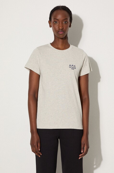 A.P.C. tricou din bumbac Denise femei, culoarea gri
