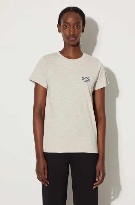 Bavlnené tričko A.P.C. Denise COEAV.F26842-WHITE, šedá farba