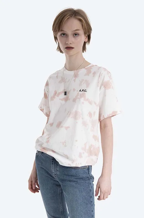 Bavlnené tričko A.P.C. Cassie COEJN.F26954-ROSE, béžová farba