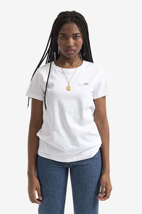 Βαμβακερό μπλουζάκι A.P.C. Item F χρώμα άσπρο COEOP.F26012