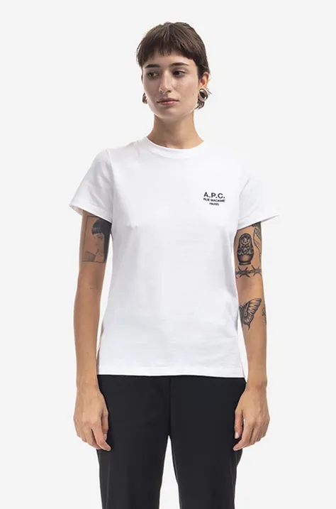 A.P.C. t-shirt bawełniany Denise kolor biały COEZC.F26842-DARKNAVY
