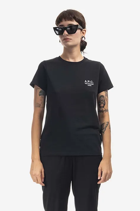 A.P.C. t-shirt bawełniany Denise kolor czarny COEZC.F26842-DARKNAVY