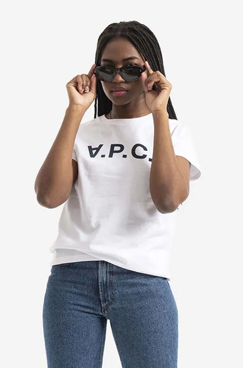 A.P.C. t-shirt bawełniany Vpc blanc kolor biały COBQX.F26588-DARKNAVY