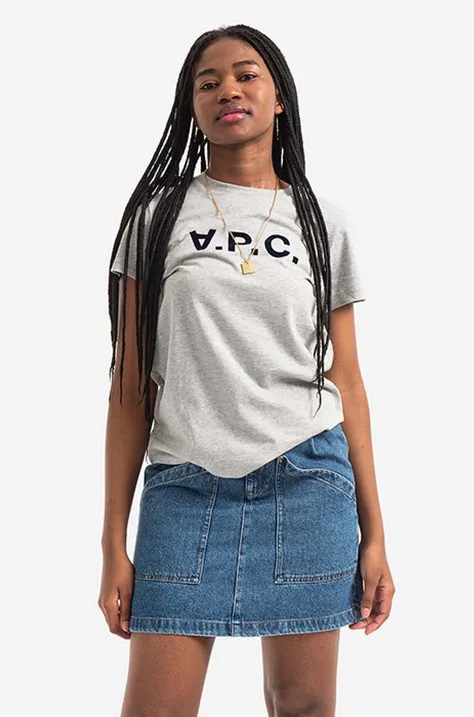 Bavlněné tričko A.P.C. VPC Colour šedá barva, COEMV.F26944-GREY