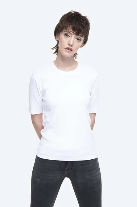 Bavlněné tričko Norse Projects Helen High Twist Cotton bílá barva, NW01.0062.001-0001