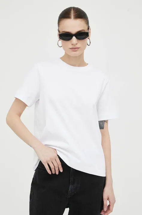 Βαμβακερό μπλουζάκι Samsoe Samsoe χρώμα: άσπρο