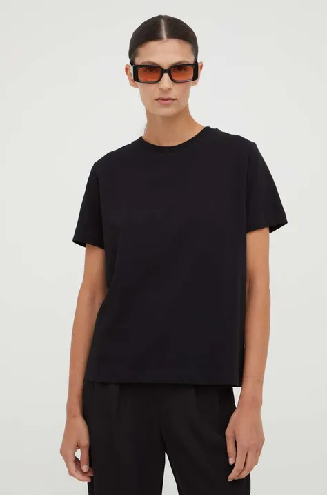 Βαμβακερό μπλουζάκι Samsoe Samsoe χρώμα: μαύρο