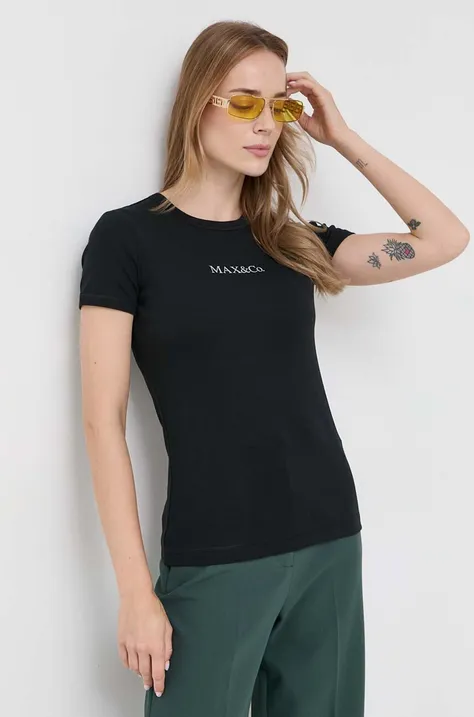Bombažna kratka majica MAX&Co. črna barva