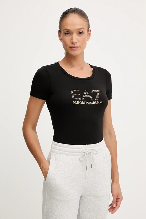 Kratka majica EA7 Emporio Armani ženski, črna barva
