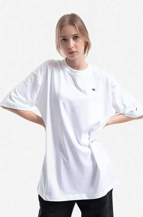 Bavlnené tričko Champion 114131-WW001, biela farba