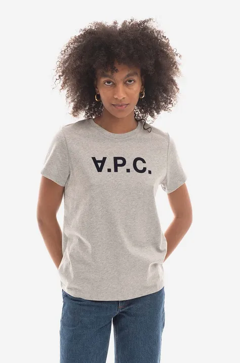 Памучна тениска A.P.C. в сиво