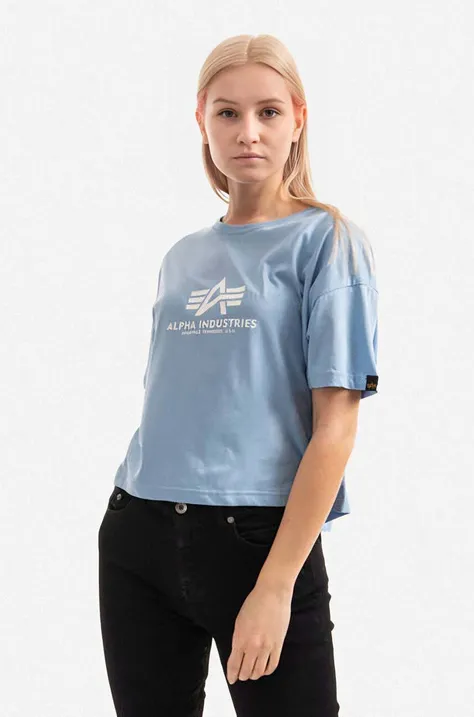 Alpha Industries t-shirt bawełniany Basic T COS Wmn kolor niebieski 116050.513-NIEBIESKI