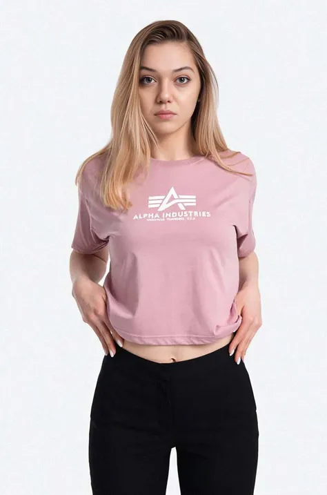 Alpha Industries t-shirt bawełniany Basic Tee kolor różowy 116050.397-ROZOWY