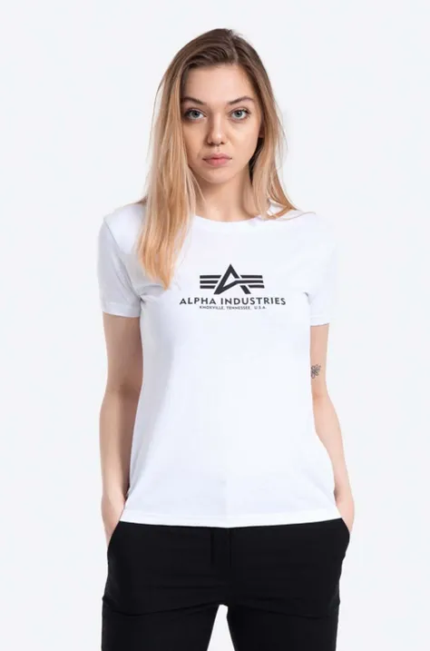 Bavlněné tričko Alpha Industries bílá barva, 196051.09-white