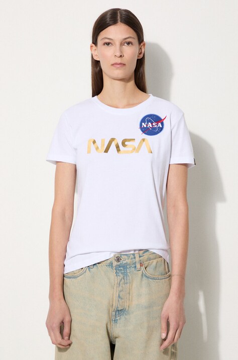 Alpha Industries t-shirt bawełniany NASA Pm T kolor biały 198053.438-BIALY