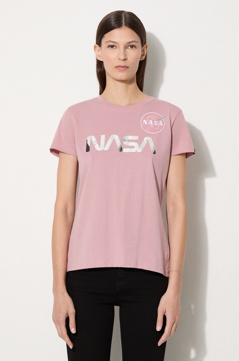 Alpha Industries t-shirt bawełniany NASA PM kolor różowy 198053.487-ROZOWY