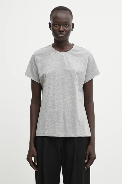 Βαμβακερό μπλουζάκι Samsoe Samsoe χρώμα: γκρι