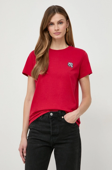 Karl Lagerfeld tricou din bumbac femei, culoarea rosu