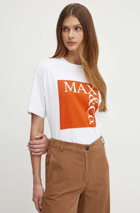 Βαμβακερό μπλουζάκι MAX&Co. γυναικείο, χρώμα: άσπρο, 2418971024200