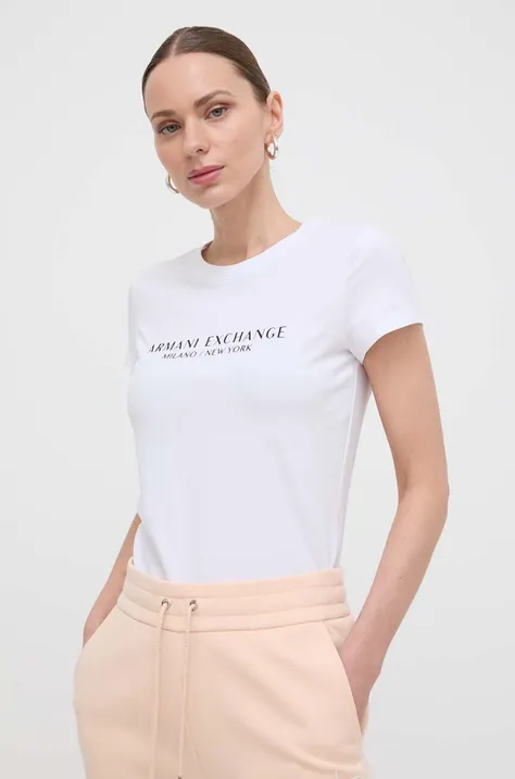 Bavlněné tričko Armani Exchange bílá barva, 8NYTAB YJG3Z NOS