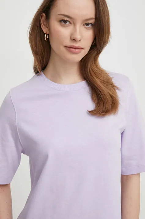 Βαμβακερό μπλουζάκι United Colors of Benetton γυναικεία, χρώμα: μοβ