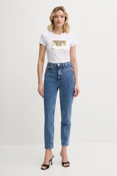 Бавовняна футболка Armani Exchange — AA00-TSD10R, білий — фото 2