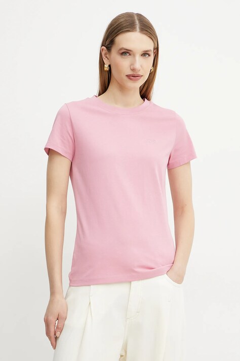 BOSS Orange tricou din bumbac femei, culoarea violet, 50506973