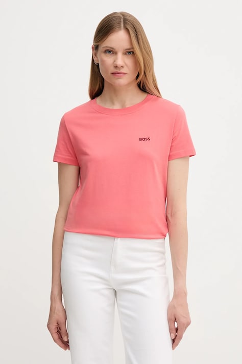 BOSS Orange t-shirt bawełniany damski kolor różowy 50506973