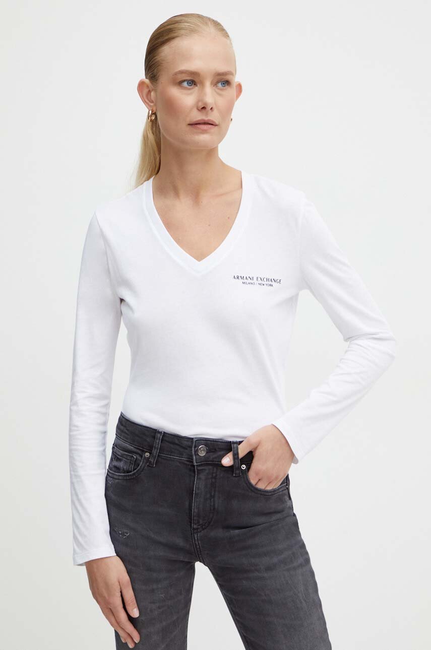 Armani Exchange top a maniche lunghe in cotone colore bianco 8NYT89 YJG3Z