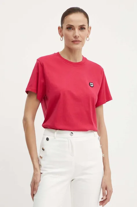 Pamučna majica Karl Lagerfeld za žene, boja: ružičasta, 245W1712