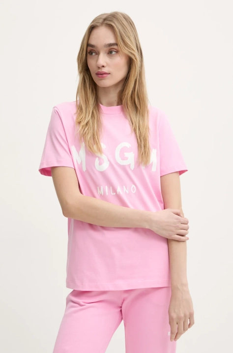 MSGM t-shirt bawełniany damski kolor różowy 2000MDM510.200002