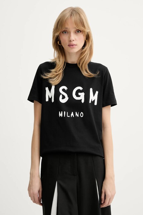 MSGM t-shirt bawełniany damski kolor czarny 2000MDM510.200002