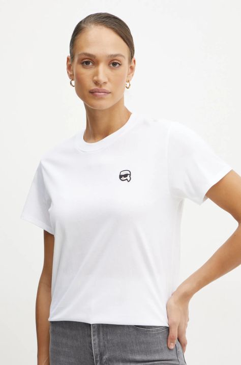 Karl Lagerfeld tricou din bumbac femei, culoarea alb, A1W17025