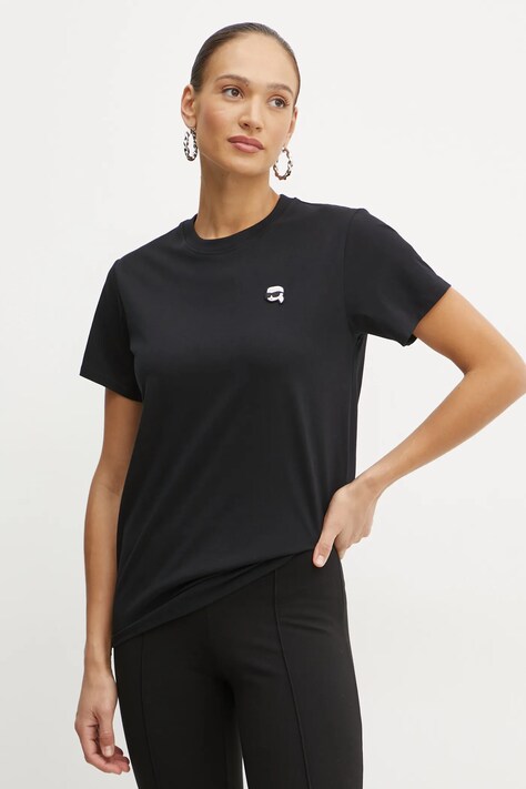 Karl Lagerfeld tricou din bumbac femei, culoarea negru, A1W17025