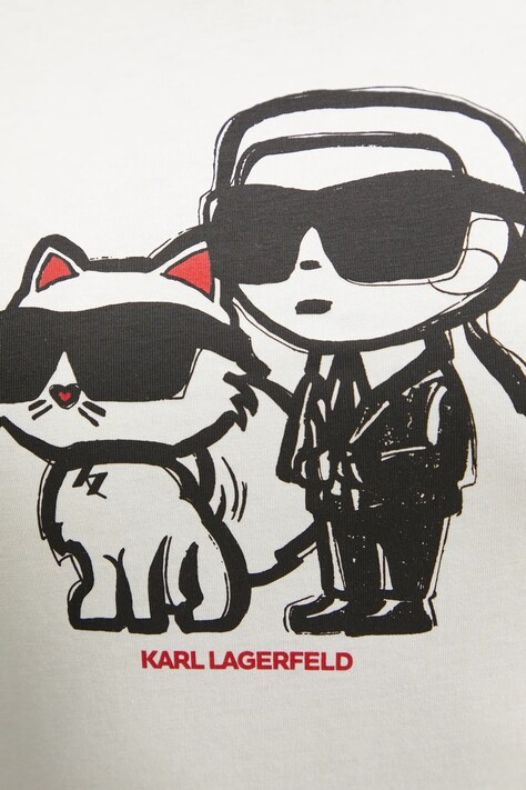 Karl Lagerfeld футболка жіноча бавовняна IKON SKETCH — AA00-TSD11M, бежевий — фото 4