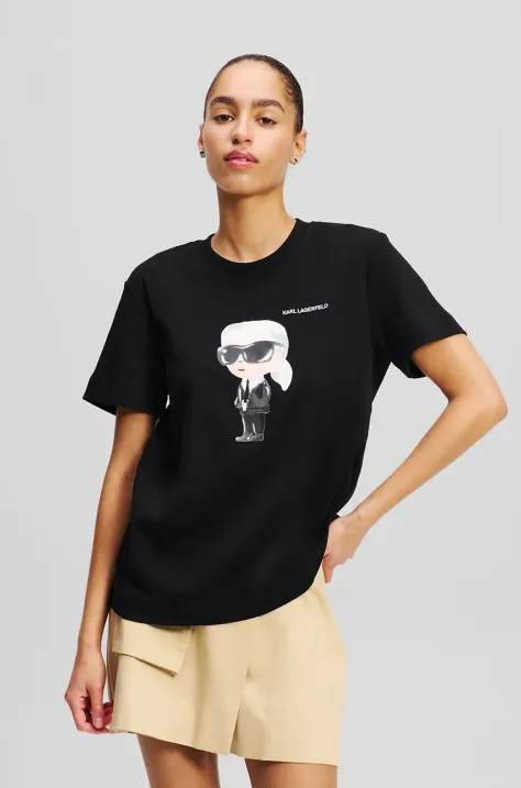 Karl Lagerfeld tricou din bumbac femei, culoarea negru, A1W17130