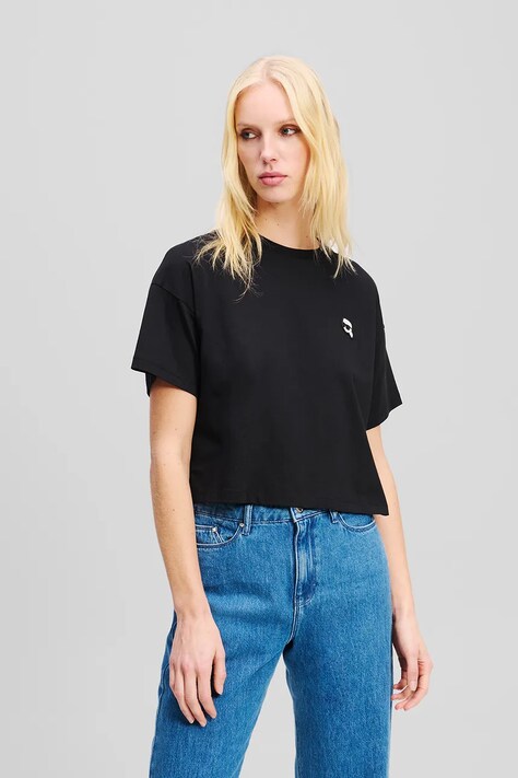 Karl Lagerfeld tricou din bumbac femei, culoarea negru, A1W17135