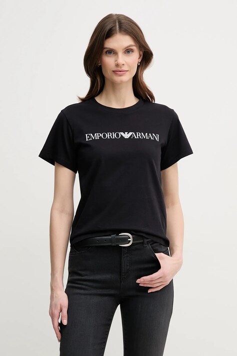 Emporio Armani tricou din bumbac femei, culoarea negru, 8N2T9C 2J53Z