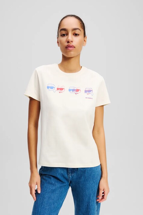 Karl Lagerfeld t-shirt bawełniany damski kolor beżowy A2W17114