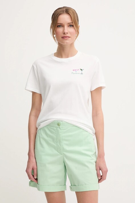 Bavlněné tričko MC2 Saint Barth dámské, bílá barva, EMI0001