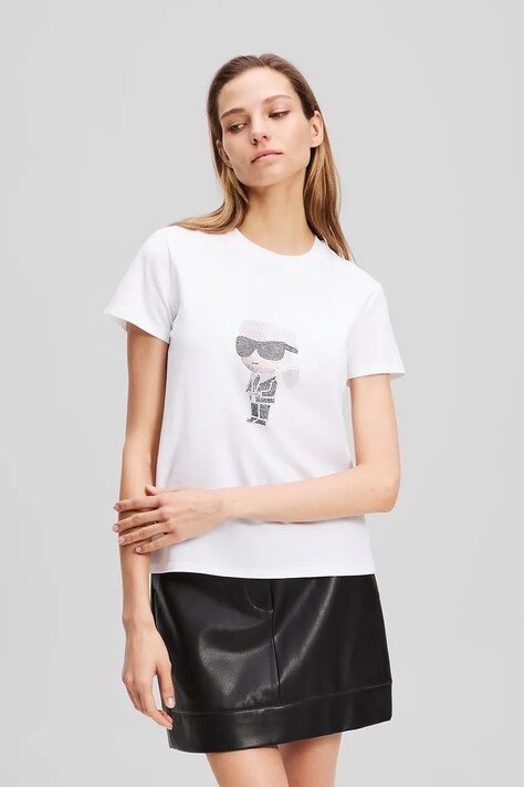 Karl Lagerfeld tricou din bumbac culoarea alb, A3W17076