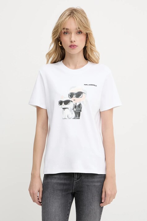 Karl Lagerfeld tricou din bumbac culoarea alb, A3W17077
