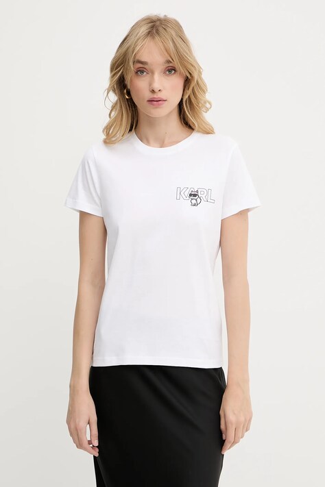 Karl Lagerfeld t-shirt bawełniany damski kolor biały A3W17085