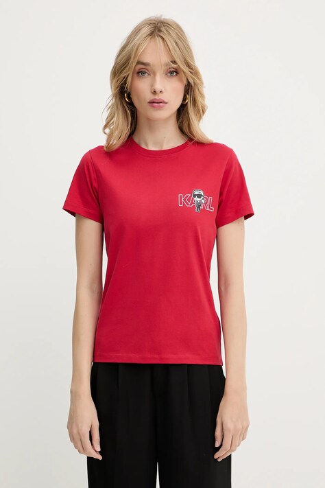 Karl Lagerfeld tricou din bumbac culoarea rosu, A3W17085