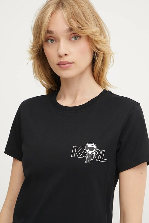 Бавовняна футболка Karl Lagerfeld IKON — AA00-TSD12P, чорний — фото 4