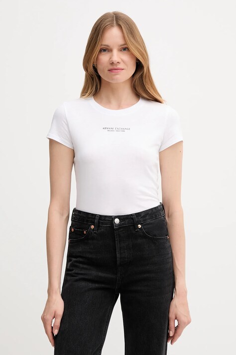 Armani Exchange t-shirt bawełniany damski kolor biały XW001455 AF10356