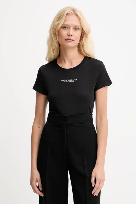 Armani Exchange t-shirt bawełniany damski kolor czarny XW001455 AF10356
