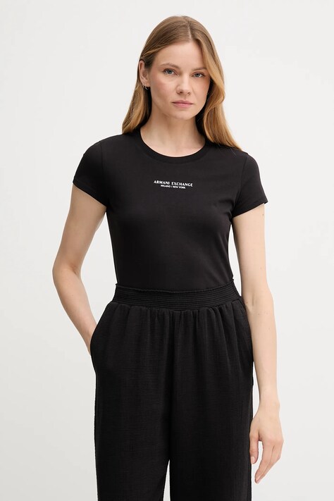 Armani Exchange t-shirt bawełniany damski kolor czarny XW001455 AF10356